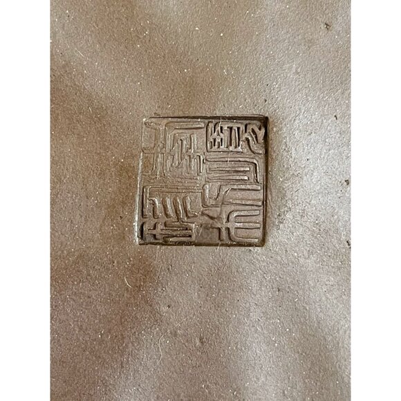 Vintage Clay Pumpkin Chinese Yixing Teapot Vines Big Stem Handle Signed - Picture 8 of 16